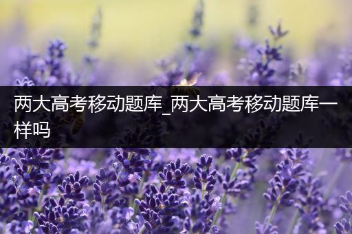 两大高考移动题库_两大高考移动题库一样吗
