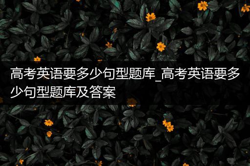高考英语要多少句型题库_高考英语要多少句型题库及答案