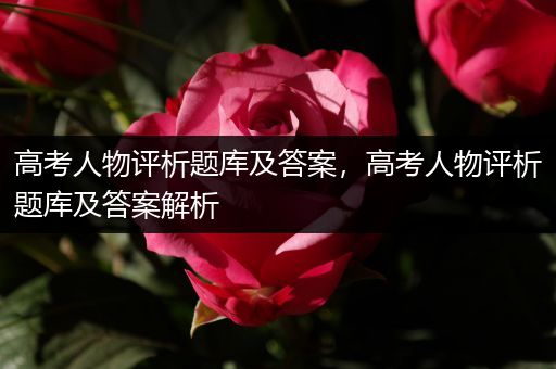 高考人物评析题库及答案，高考人物评析题库及答案解析