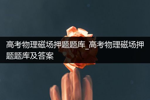 高考物理磁场押题题库_高考物理磁场押题题库及答案