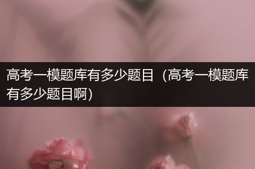 高考一模题库有多少题目（高考一模题库有多少题目啊）