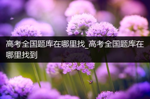 高考全国题库在哪里找_高考全国题库在哪里找到