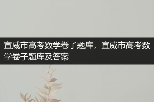 宣威市高考数学卷子题库，宣威市高考数学卷子题库及答案