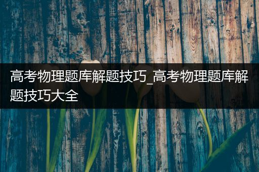 高考物理题库解题技巧_高考物理题库解题技巧大全