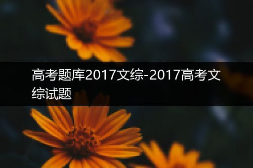 高考题库2017文综-2017高考文综试题