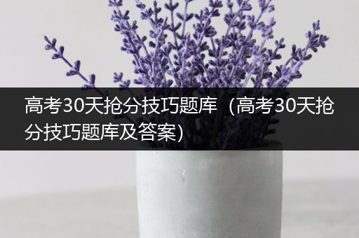 高考30天抢分技巧题库（高考30天抢分技巧题库及答案）