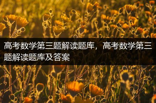 高考数学第三题解读题库，高考数学第三题解读题库及答案