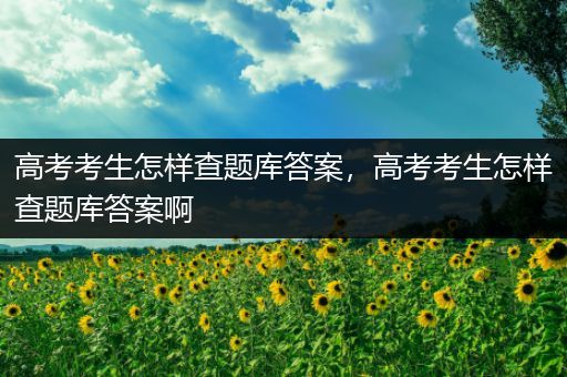 高考考生怎样查题库答案，高考考生怎样查题库答案啊