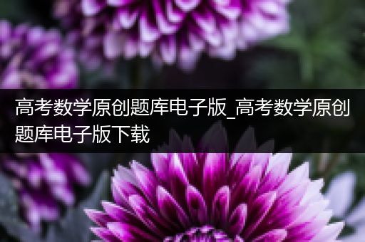 高考数学原创题库电子版_高考数学原创题库电子版下载