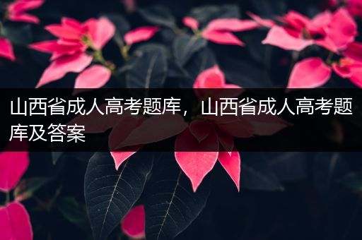 山西省成人高考题库，山西省成人高考题库及答案