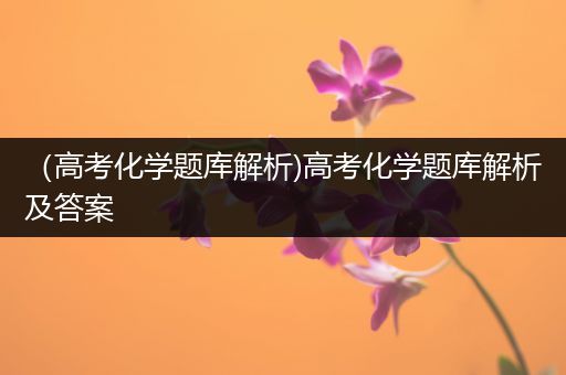 （高考化学题库解析)高考化学题库解析及答案