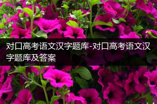 对口高考语文汉字题库-对口高考语文汉字题库及答案