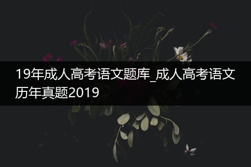 19年成人高考语文题库_成人高考语文历年真题2019