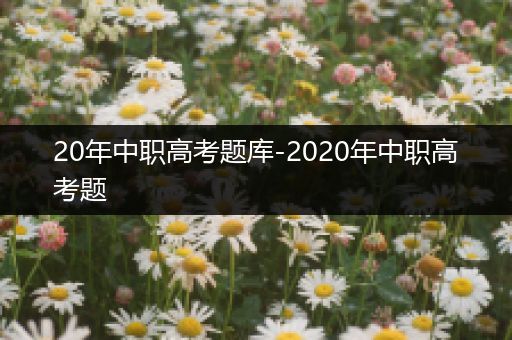 20年中职高考题库-2020年中职高考题