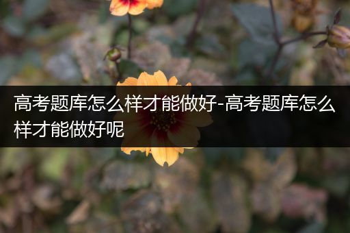 高考题库怎么样才能做好-高考题库怎么样才能做好呢