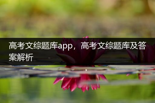 高考文综题库app，高考文综题库及答案解析