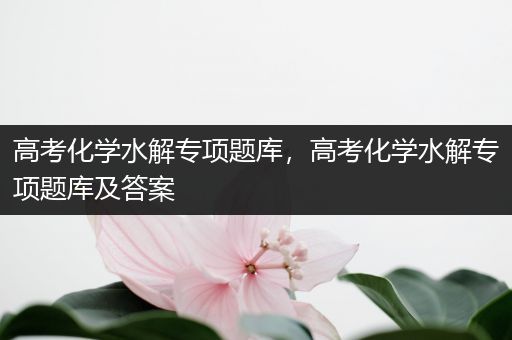 高考化学水解专项题库，高考化学水解专项题库及答案