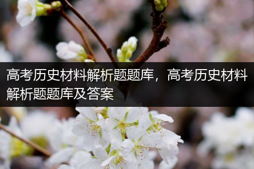 高考历史材料解析题题库，高考历史材料解析题题库及答案