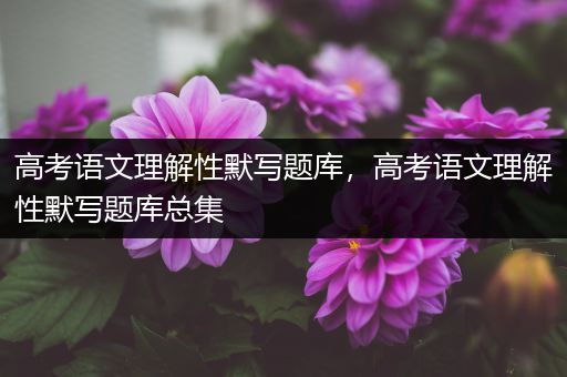 高考语文理解性默写题库，高考语文理解性默写题库总集