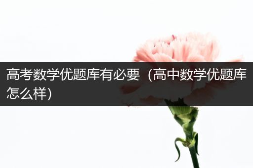 高考数学优题库有必要（高中数学优题库怎么样）