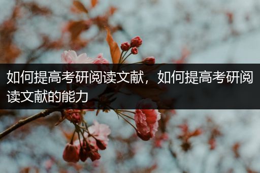 如何提高考研阅读文献，如何提高考研阅读文献的能力