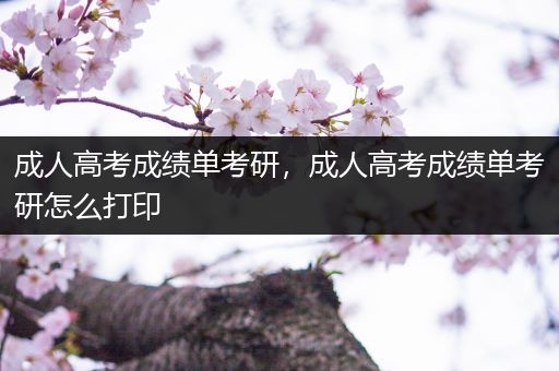 成人高考成绩单考研，成人高考成绩单考研怎么打印