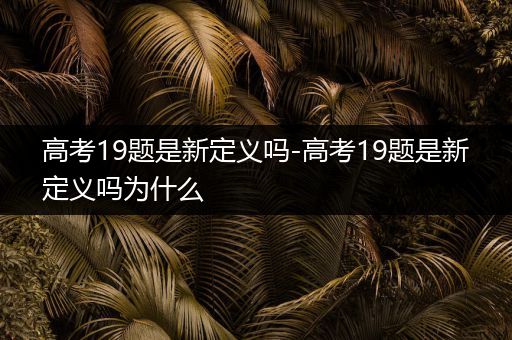 高考19题是新定义吗-高考19题是新定义吗为什么