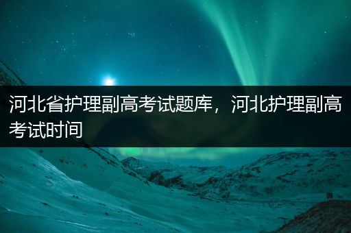 河北省护理副高考试题库，河北护理副高考试时间