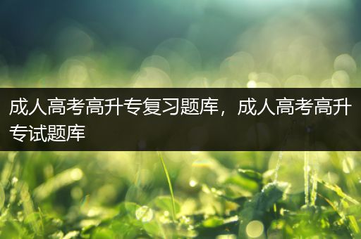 成人高考高升专复习题库，成人高考高升专试题库