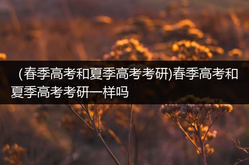 （春季高考和夏季高考考研)春季高考和夏季高考考研一样吗