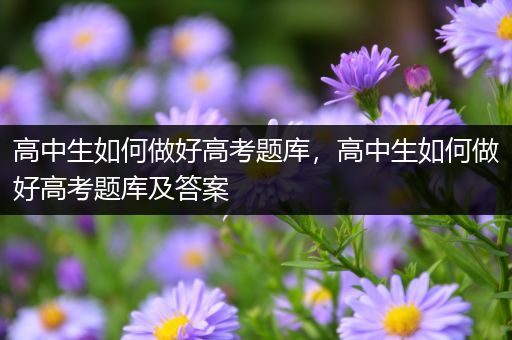 高中生如何做好高考题库，高中生如何做好高考题库及答案