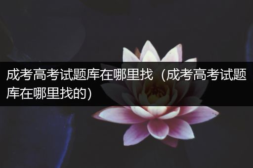 成考高考试题库在哪里找（成考高考试题库在哪里找的）