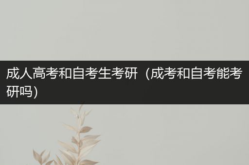 成人高考和自考生考研（成考和自考能考研吗）
