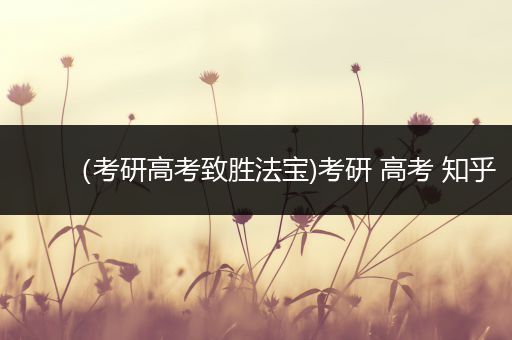 （考研高考致胜法宝)考研 高考 知乎