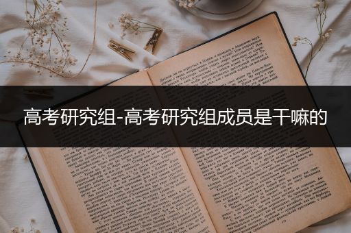 高考研究组-高考研究组成员是干嘛的