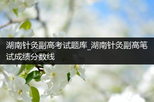 湖南针灸副高考试题库_湖南针灸副高笔试成绩分数线