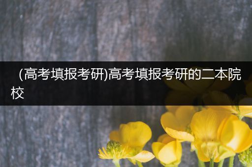 （高考填报考研)高考填报考研的二本院校