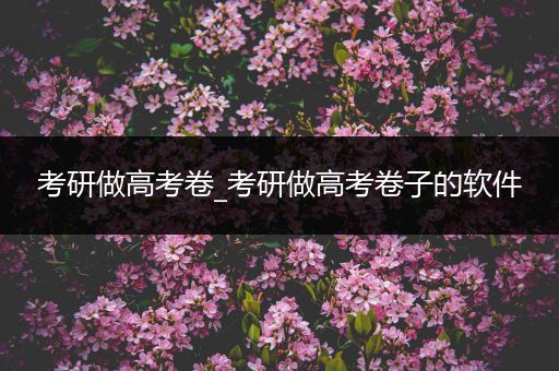 考研做高考卷_考研做高考卷子的软件