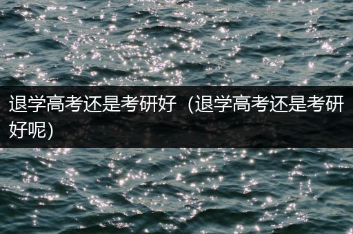 退学高考还是考研好（退学高考还是考研好呢）