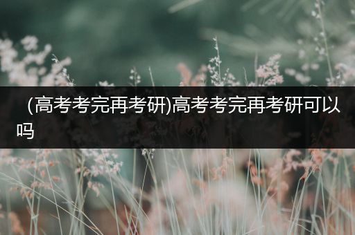 （高考考完再考研)高考考完再考研可以吗