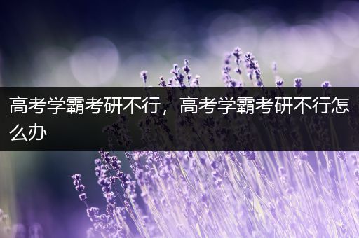 高考学霸考研不行，高考学霸考研不行怎么办