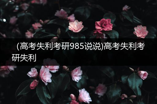 （高考失利考研985说说)高考失利考研失利