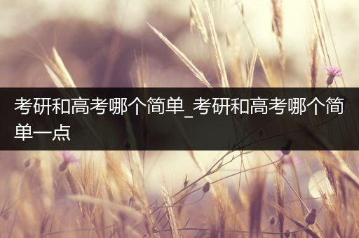 考研和高考哪个简单_考研和高考哪个简单一点