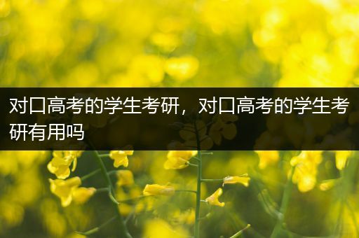 对口高考的学生考研，对口高考的学生考研有用吗