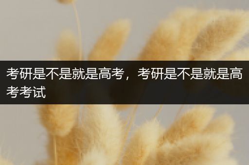 考研是不是就是高考，考研是不是就是高考考试