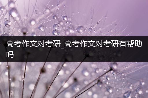 高考作文对考研_高考作文对考研有帮助吗