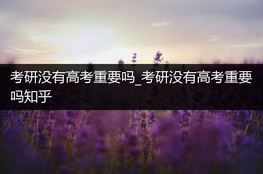 考研没有高考重要吗_考研没有高考重要吗知乎