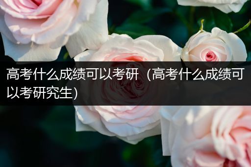 高考什么成绩可以考研（高考什么成绩可以考研究生）