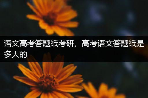 语文高考答题纸考研，高考语文答题纸是多大的
