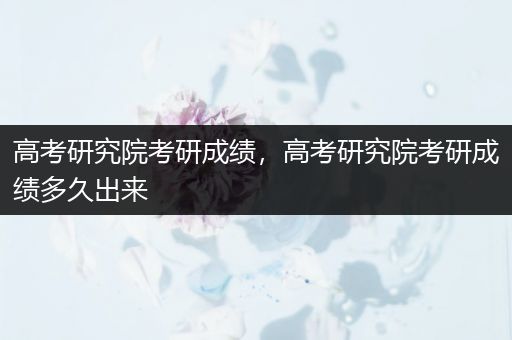 高考研究院考研成绩，高考研究院考研成绩多久出来